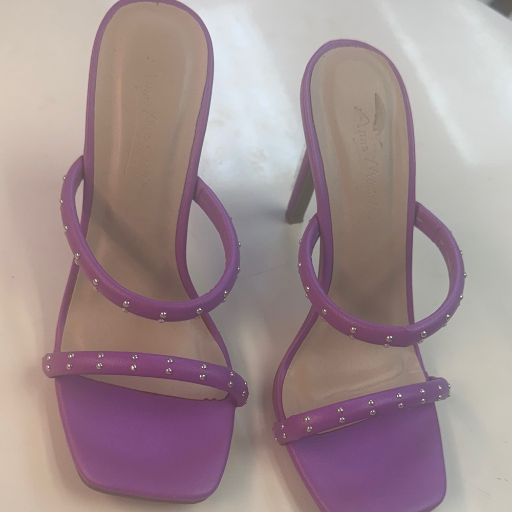 Purple Women's Heels with Studded Straps